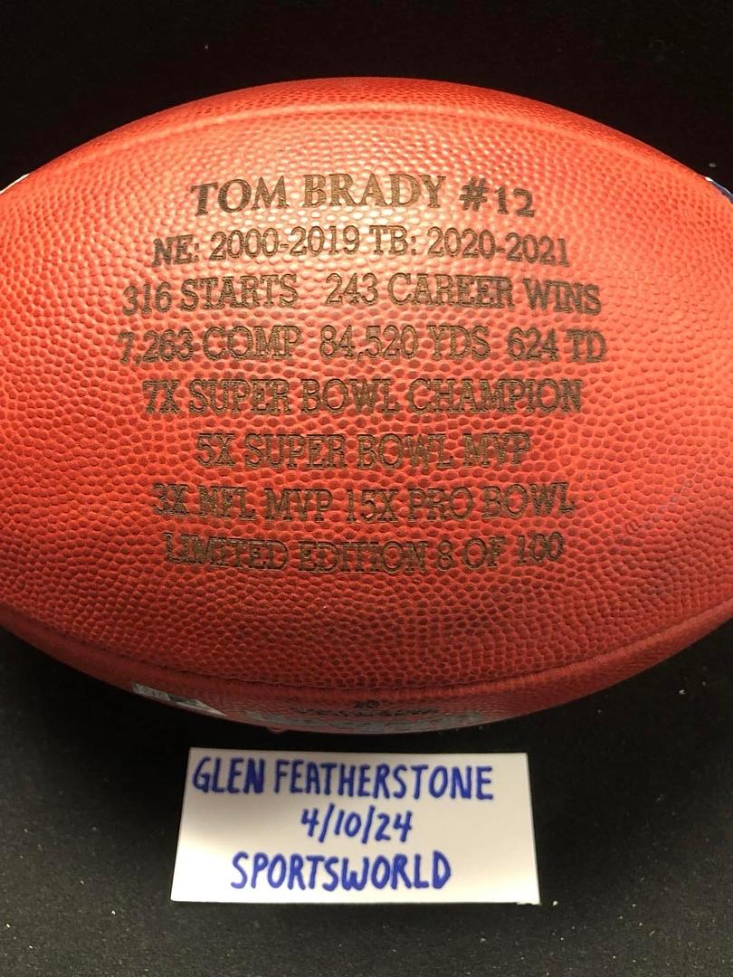 Tom Brady Autographed Custom Hand Painted 1/1 Duke Official Football w/career stats - Fanatics and GOAT COA