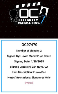 Howie Mandel Joe Dante Signed Funko Pop #1146 "Gizmo" (Gremlins) - OC Celebrity Marketing #03