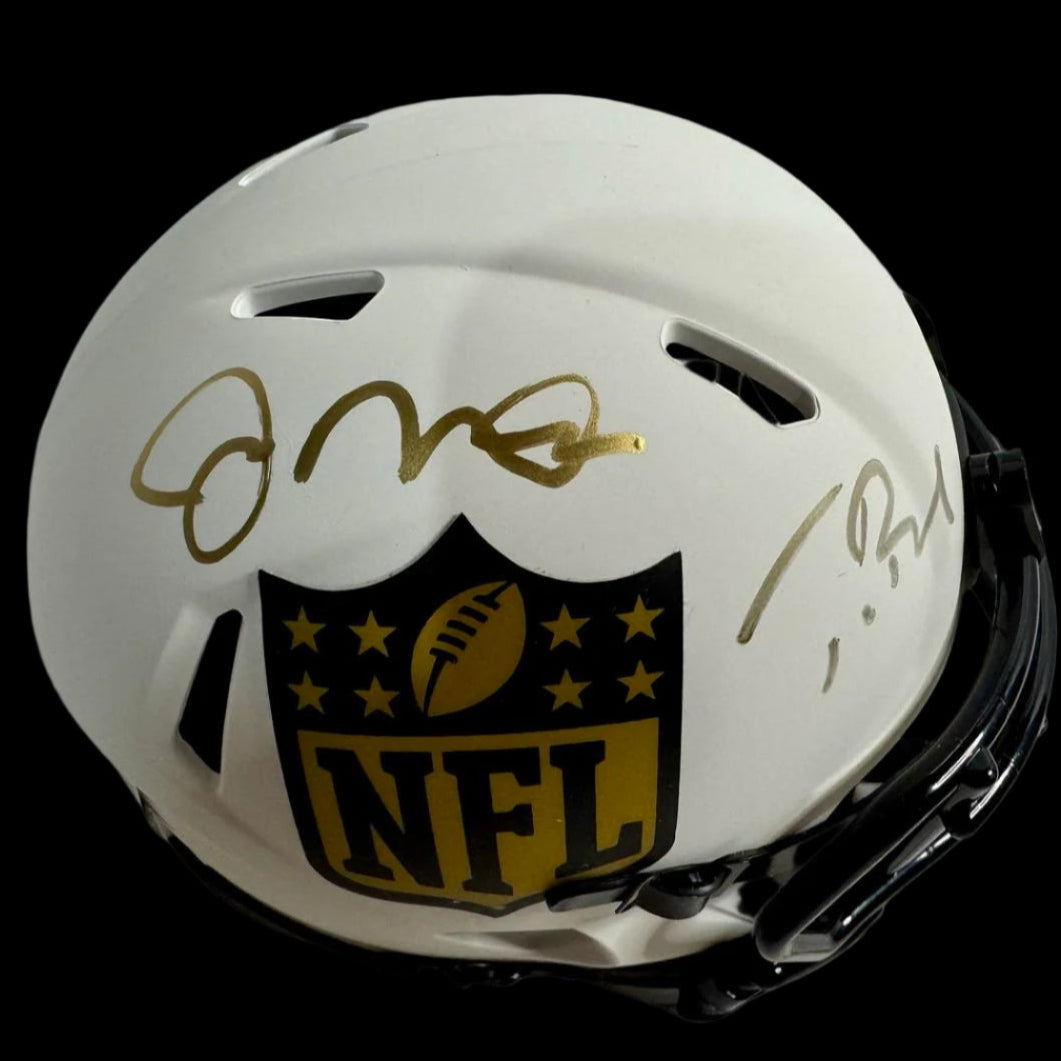 Tom Brady & Joe Montana Autographed Mini Helmet Limited 14/24 Fanatics COA