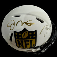 Tom Brady & Joe Montana Autographed Mini Helmet Limited 14/24 Fanatics COA