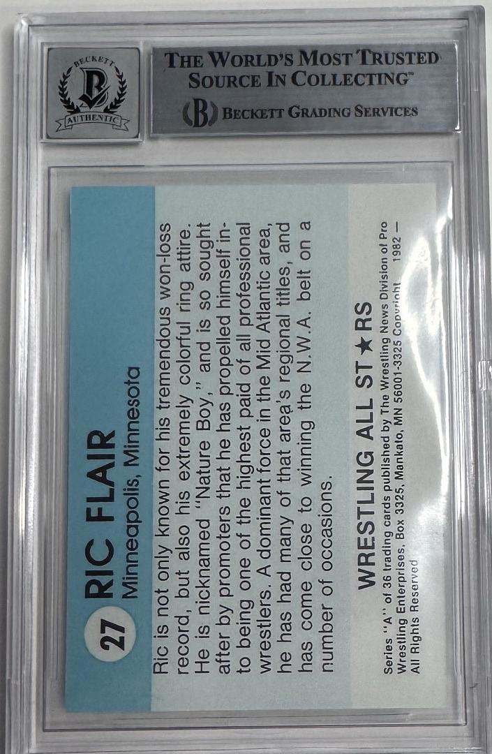 Ric Flair Signed 1982 All Stars Slabbed Card (Reprint) - Beckett Auto Grade 10 COA