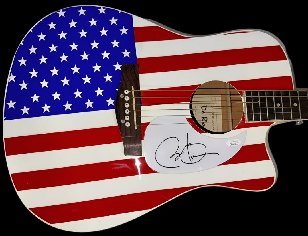 Barack Obama Signed American Flag Guitar - JSA COA #01