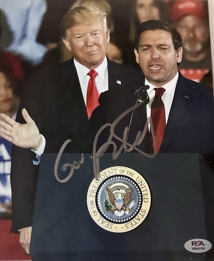 Ron DeSantis Signed 8x10 Photo with Donald Trump - PSA COA