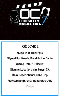 Howie Mandel Joe Dante Signed Funko Pop #1146 "Gizmo" (Gremlins) - OC Celebrity Marketing