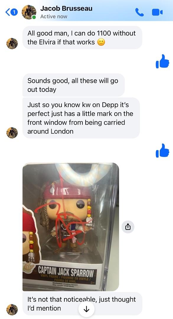 Johnny Depp Signed Funko Pop #172 Captain Jack Sparrow (Pirates Of The Caribbean)  - Beckett COA
