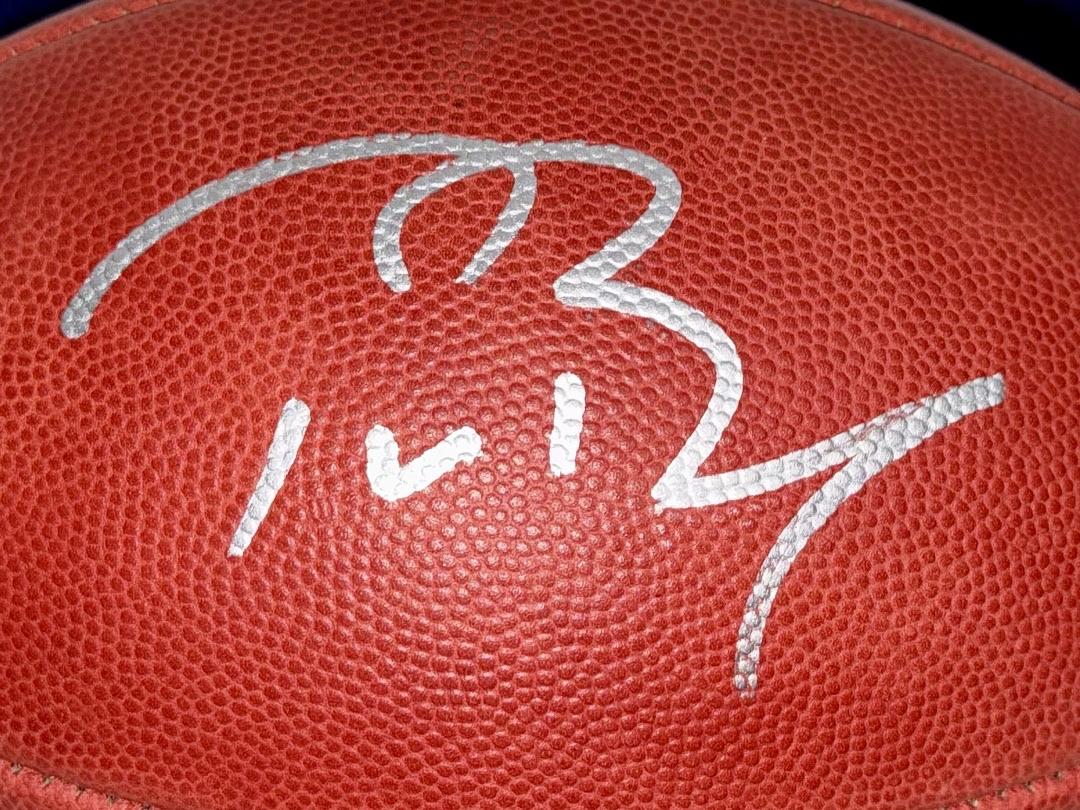 Tom Brady Autographed NFL Duke Super Bowl XLIX Football Fanatics and GOAT COA