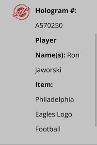 Ron Jaworski Signed Eagles Logo White Football - Schwartz COA