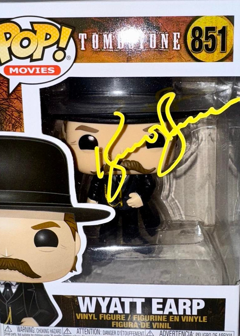 Kurt Russell Signed Funko Pop #851 Wyatt Earp Tombstone (Yellow Ink) - Beckett COA