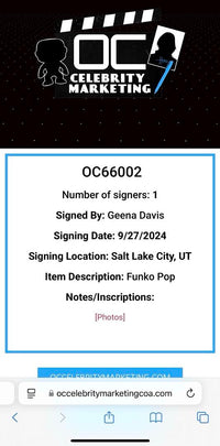 Geena Davis Signed Funko Pop #993 "Barbara Maitland" (Beetlejuice) - OC Celebrity COA