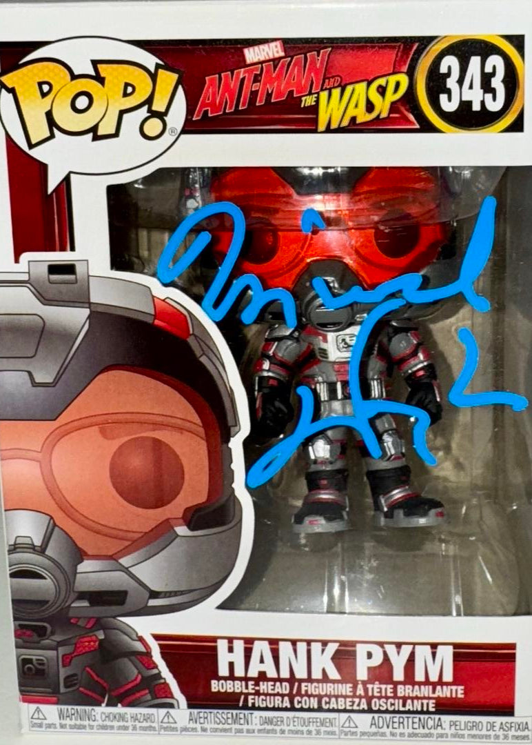 Michael Douglas Signed Funko Pop #343 "Hank Pym" Ant-Man (Blue Ink) - Beckett COA #02