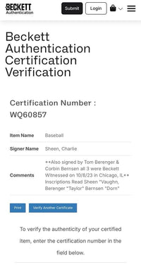 Major League Stars Charlie Sheen, Tom Berenger, & Corbin Bernsen Autographed Rawlings Official Baseball -  Beckett COA