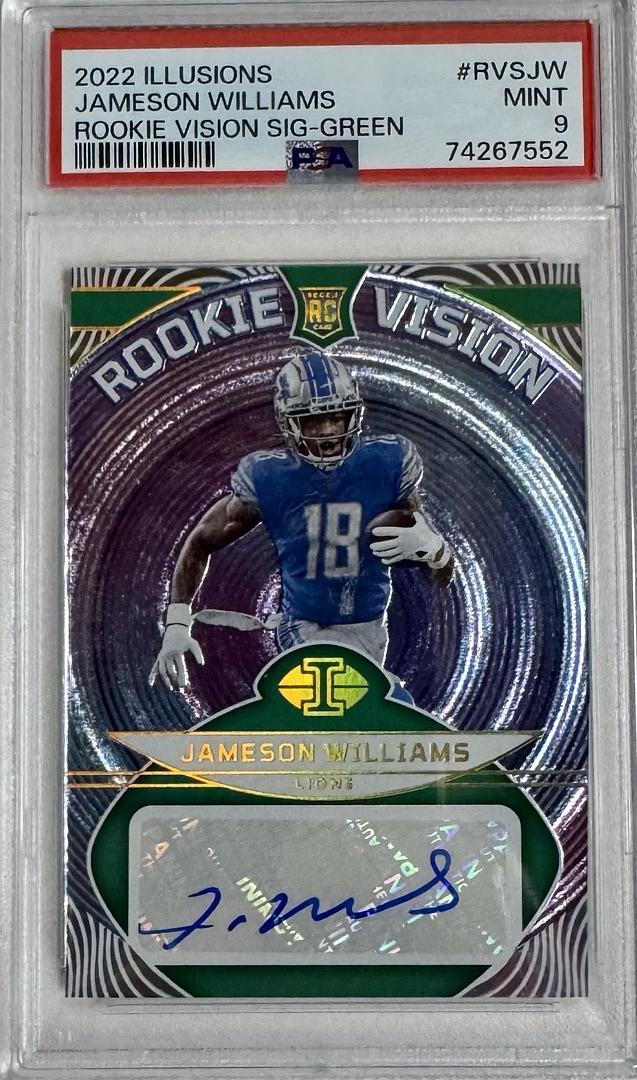 2022 Jameson Williams Panini Illusions Rookie Vision Signed Slabbed Card - PSA 9