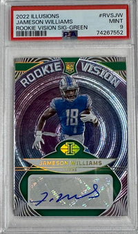 2022 Jameson Williams Panini Illusions Rookie Vision Signed Slabbed Card - PSA 9
