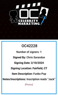 Chris Sarandon Signed Limited Edition (1/1) Funko Pop #1401 Jack Skellington (Nightmare Before Christmas) w/Inscription and Tone Rodriguez artwork - Beckett and OC Celebrity Marketing COA