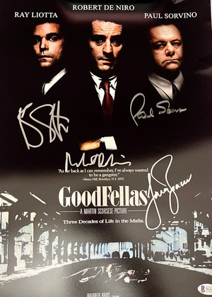 Robert DeNiro, Ray Liotta, Paul Sorvino, Lorraine Bracco Signed 12x18 Goodfellas Mini-Poster - Beckett COA