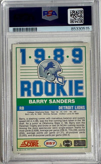 Barry Sanders 1989 Signed Score Rookie Card Auto Grade *RARE* - GEM MT 10 PSA/DNA