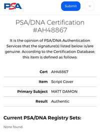 Matt Damon Signed Script (Saving Private Ryan) - PSA COA