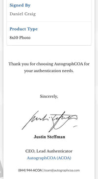 Daniel Craig Signed 8x10 Photo (James Bond) - ACOA