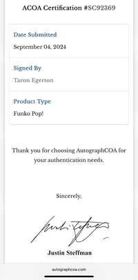Taron Egerton Signed Funko Pop #463 Eggsy (Kingsman) - ACOA