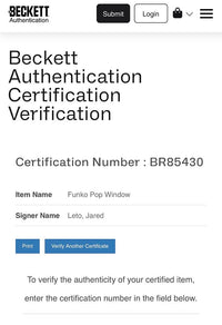 Jared Leto Signed Funko Pop #96 The Joker (Suicide Squad)  - Beckett COA