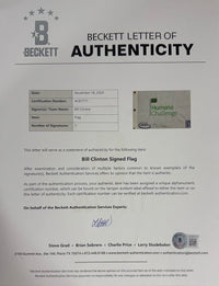 Bill Clinton Signed Golf Flag Humana Challenge PGA Tour Clinton Foundation - Beckett COA w/full letter of authenticity