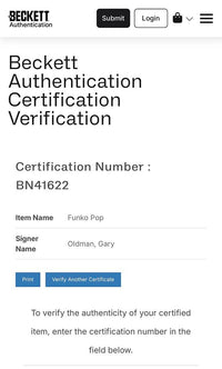 Gary Oldman Signed Funko Pop #16 "Sirius Black" (Harry Potter) - Beckett COA #04