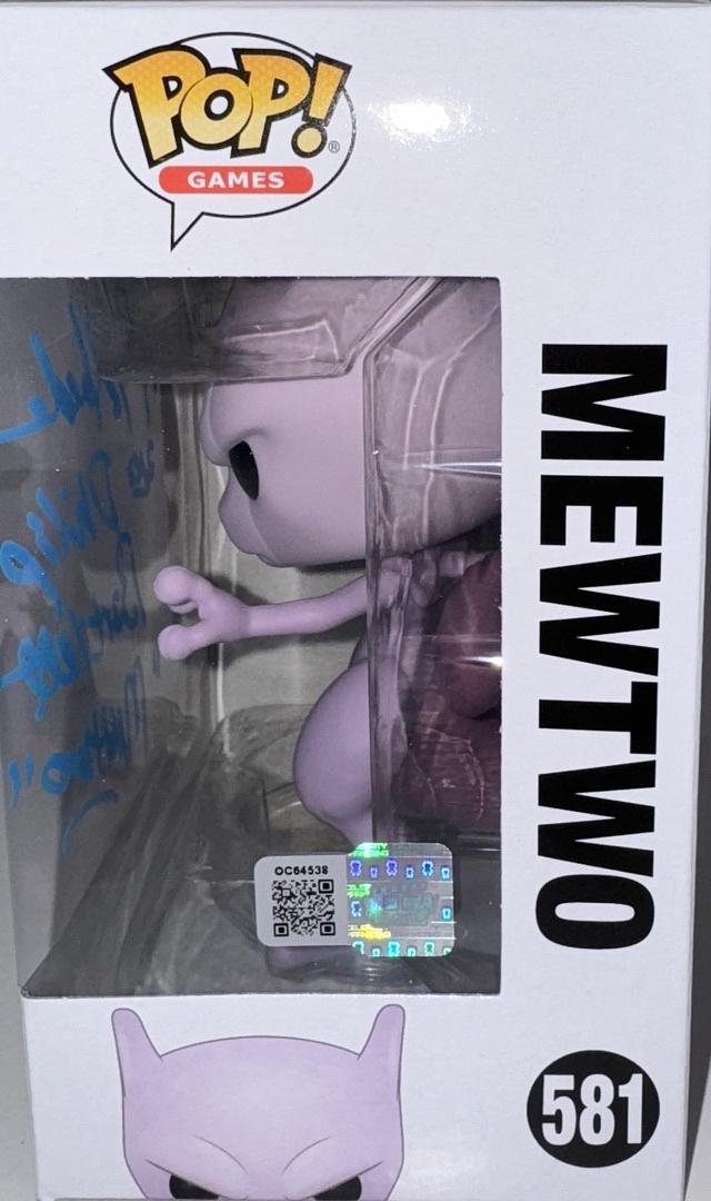 Jay Goede Signed Funko Pop #581 "Mewtwo" (Pokemon) w/Inscription - OC Celebrity Marketing #01