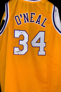 Shaquille O'Neal Signed Custom Gold Lakers Jersey -  Beckett COA #01