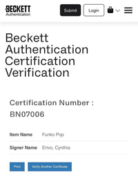 Cynthia Erivo Signed Funko Pop #1696 "Elphaba" (Wicked) - Beckett COA #04