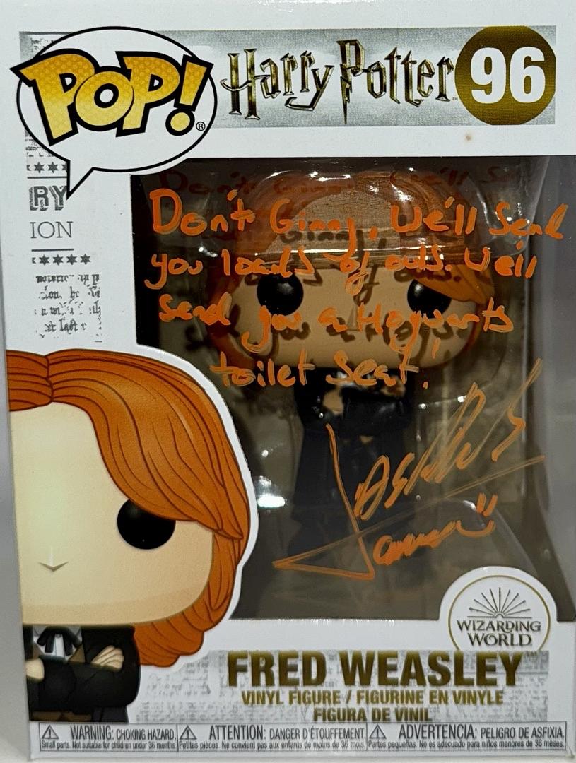 James Phelps Signed Funko Pop #96 "Fred Weasley" (Harry Potter) w/Long Quote - JSA COA