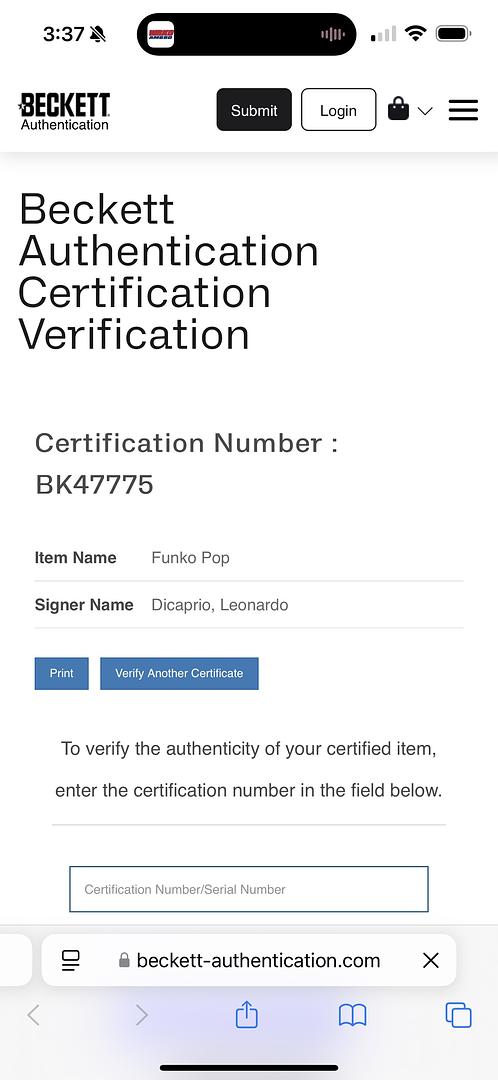 Leonardo DiCaprio Signed Funko Pop #706 "Jack" Titanic -  Beckett COA #2
