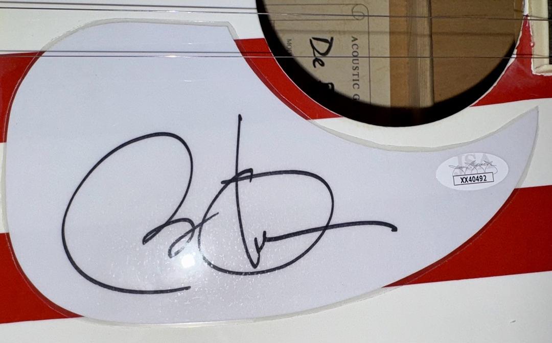 Barack Obama Signed American Flag Guitar - JSA COA #01