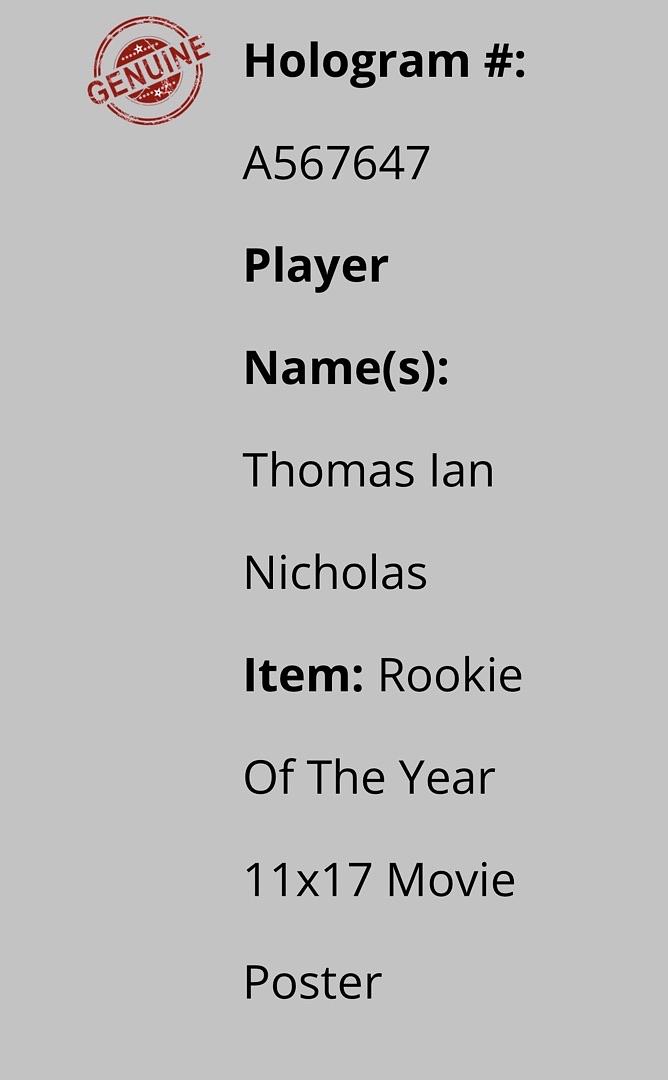 Thomas Ian Nicholas Signed 11x17 Photo (Rookie Of The Year) - Schwartz COA