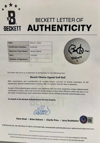 Barack Obama Signed Golf Ball *RARE* - Beckett COA w/full letter of authenticity