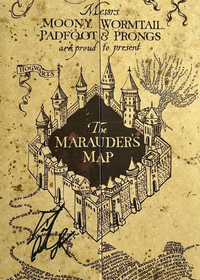 Daniel Radcliffe Signed 13x19 Marauders Map and together with cast signed Playbill (Harry Potter) - JSA COA