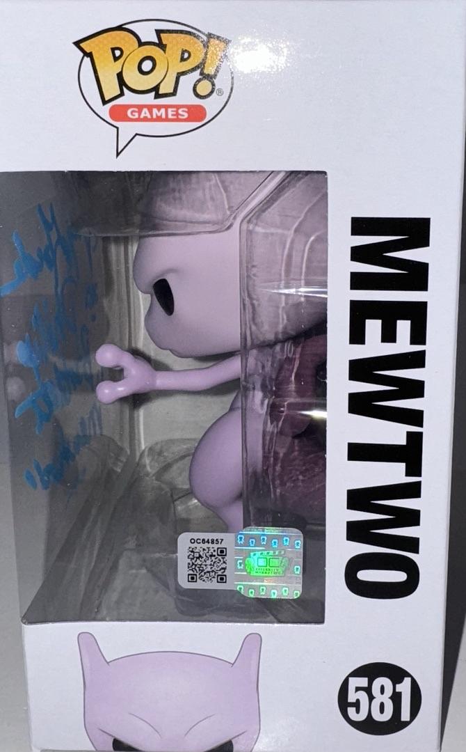 Jay Goede Signed Funko Pop #581 "Mewtwo" (Pokemon) w/Inscription - OC Celebrity Marketing #02