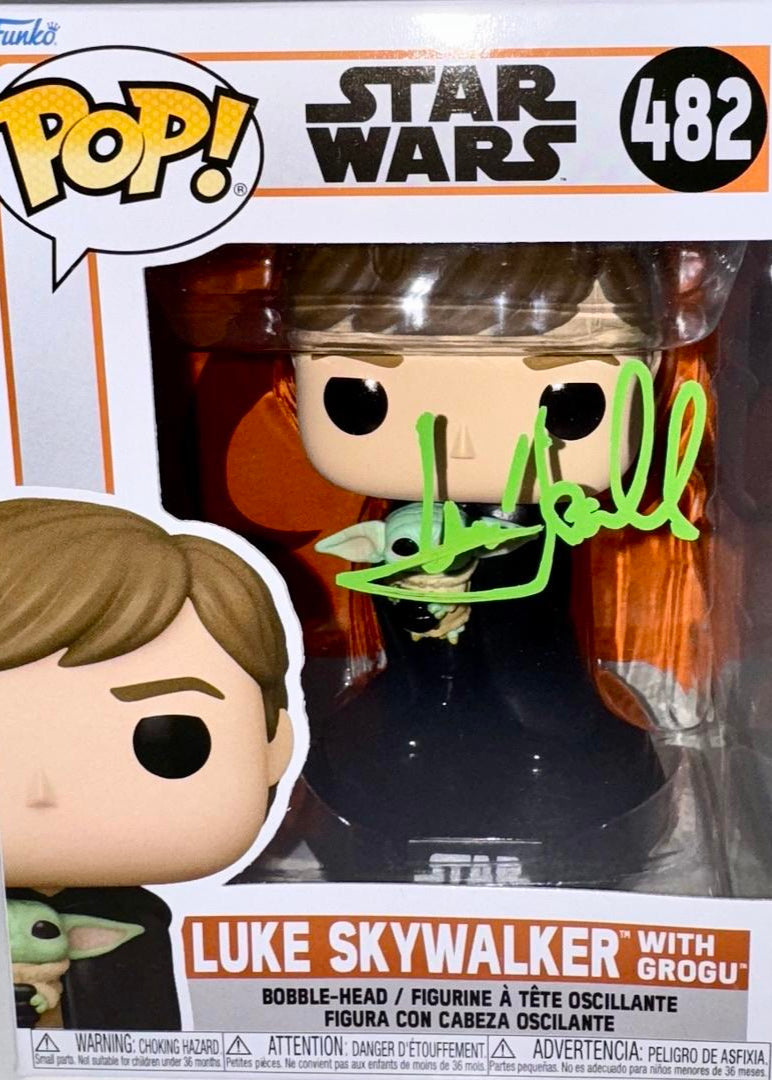 Mark Hamill Signed Funko Pop #482 Luke Skywalker w/Grogu (Star Wars) - Beckett COA