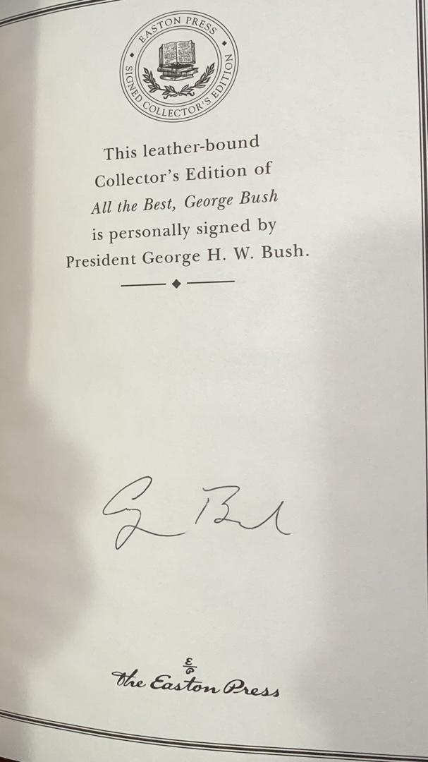 George Bush Autographed Book All the Best Easton Press (Red Binding) - #01