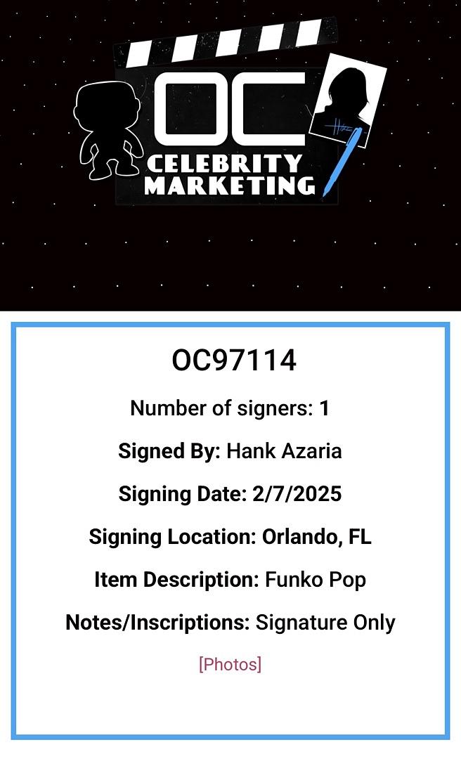 Hank Azaria Signed Funko Pop #899 "Chief Wiggum" (The Simpsons) - OC Celebrity Marketing #01