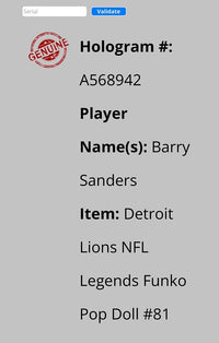 Barry Sanders Signed Funko Pop #81 Lions - Schwartz COA