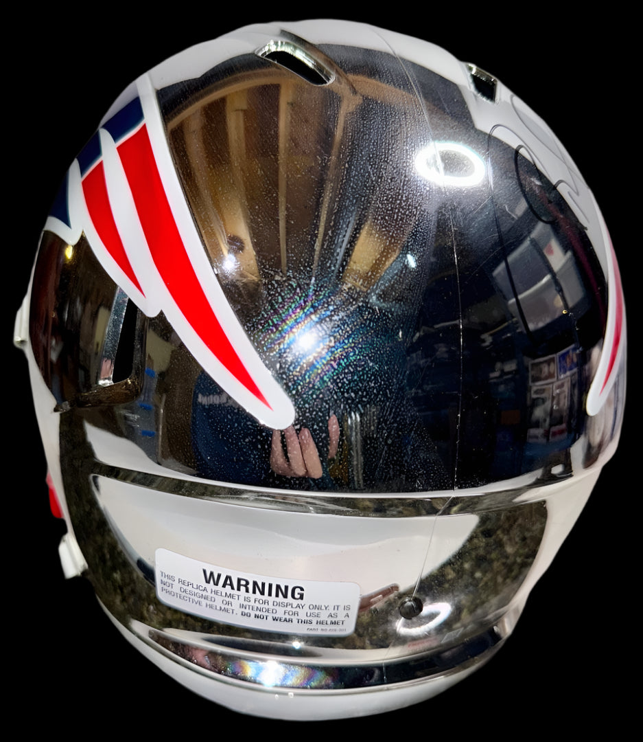 Tom Brady Autographed Full Size Chrome Replica Footbal Helmet Tristar & GOAT COA