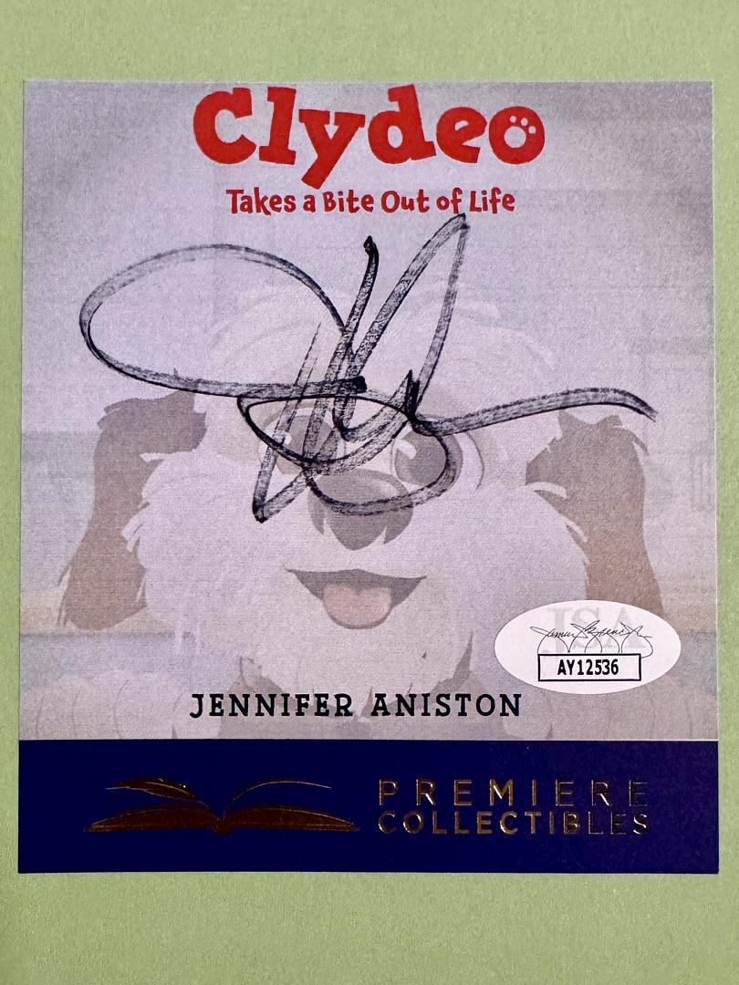 Jennifer Aniston Autographed Clydeo Takes a Bite -  JSA COA #01