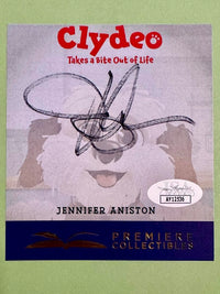 Jennifer Aniston Autographed Clydeo Takes a Bite -  JSA COA #01