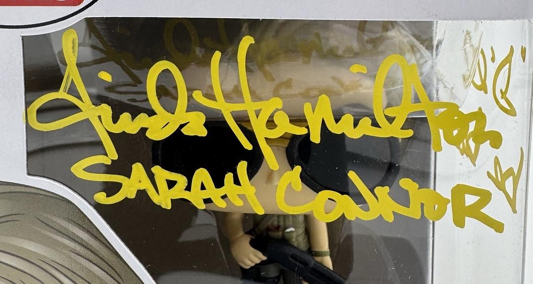 Linda Hamilton Signed Funko Pop #818 Sara Connor (Terminator) w/character name & quote - Beckett COA