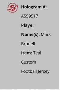 Mark Brunelle Signed Custom Teal Jaguars Jersey - Schwartz COA #01