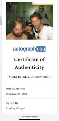 Bradley Cooper Signed 8x10 Photo (The Hangover) - ACOA