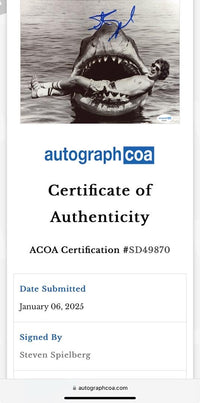 Steven Spielberg Signed 8x10 Photo (Jaws) - ACOA #02