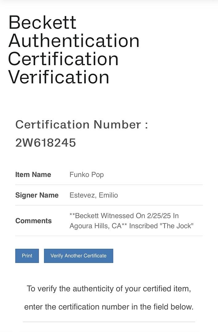 Emilio Estevez Signed Funko Pop #1656 "Andrew" (The Breakfast Club) w/Inscription - Beckett COA