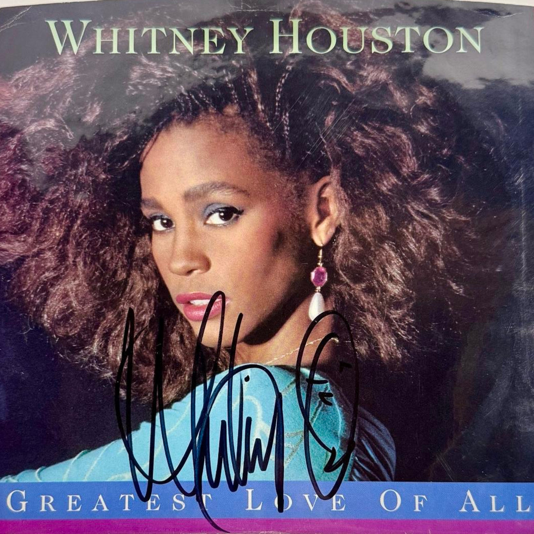 Whitney Houston Signed Album Cover (Greatest Love Of All)  - ACOA