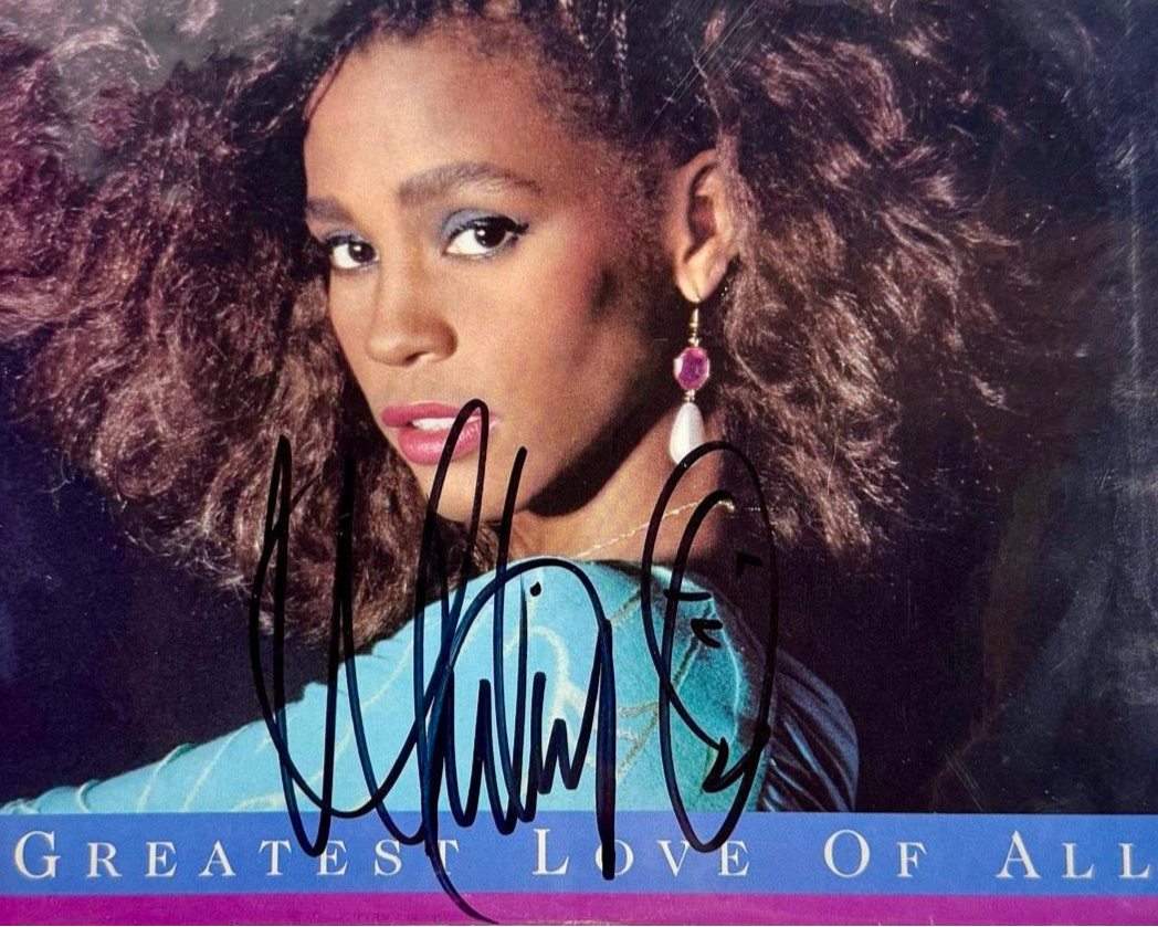 Whitney Houston Signed Album Cover (Greatest Love Of All)  - ACOA